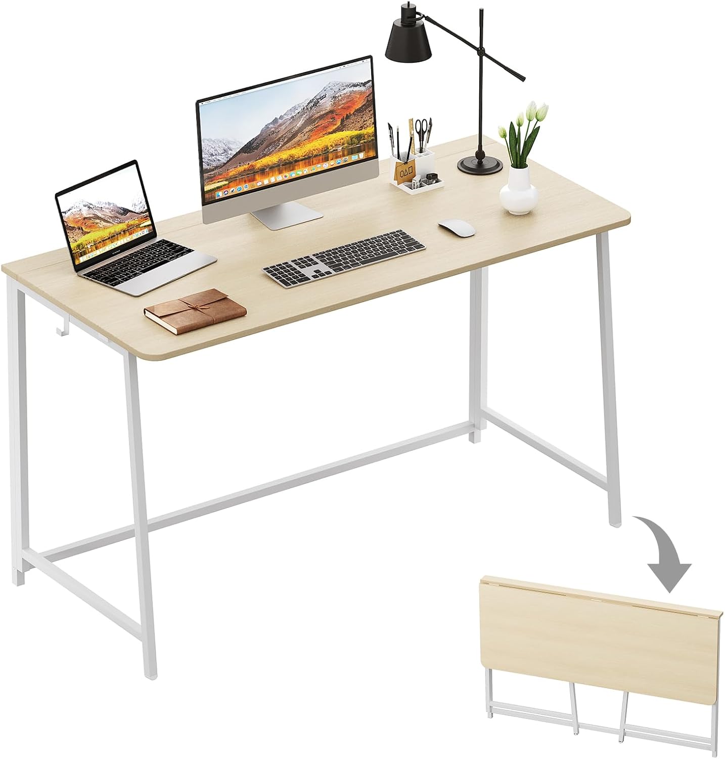 WOHOMO Folding Desk for Small Spaces - Space Saving Design