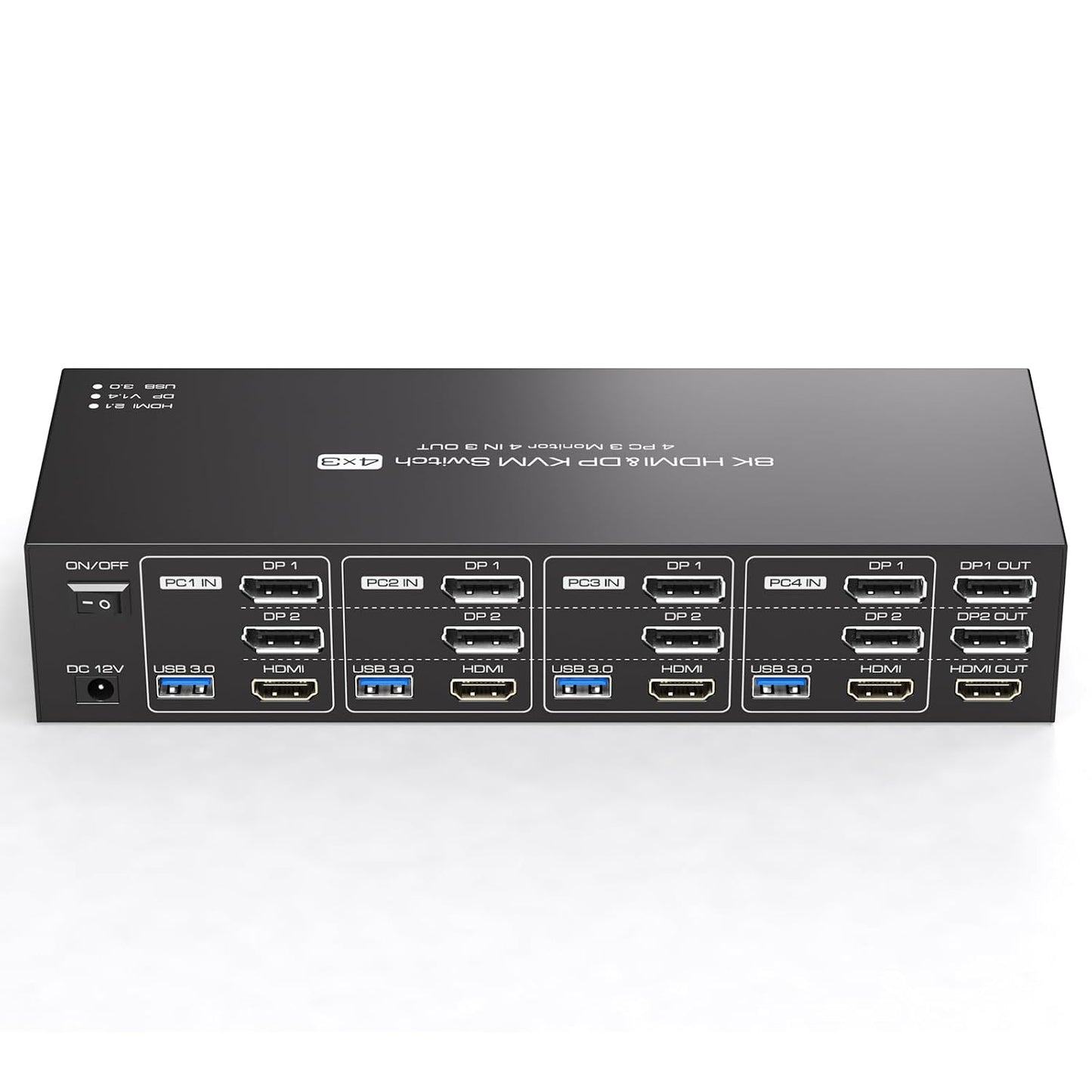 4K144Hz HDMI Displayport KVM Switch for 4 Computers and 3 Monitors