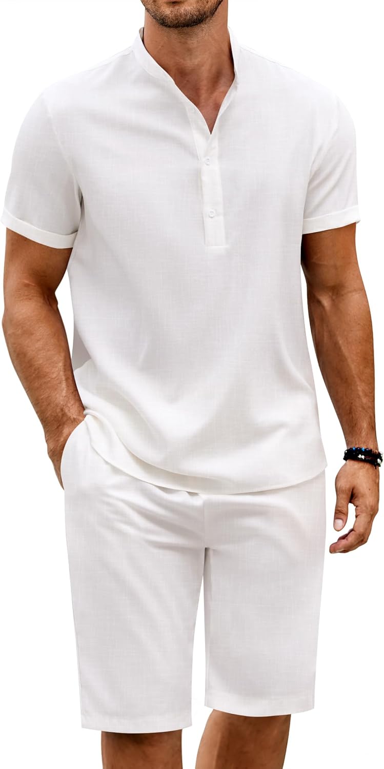 COOFANDY Men's 2 Piece Set for Summer Beach Vacation Outfits