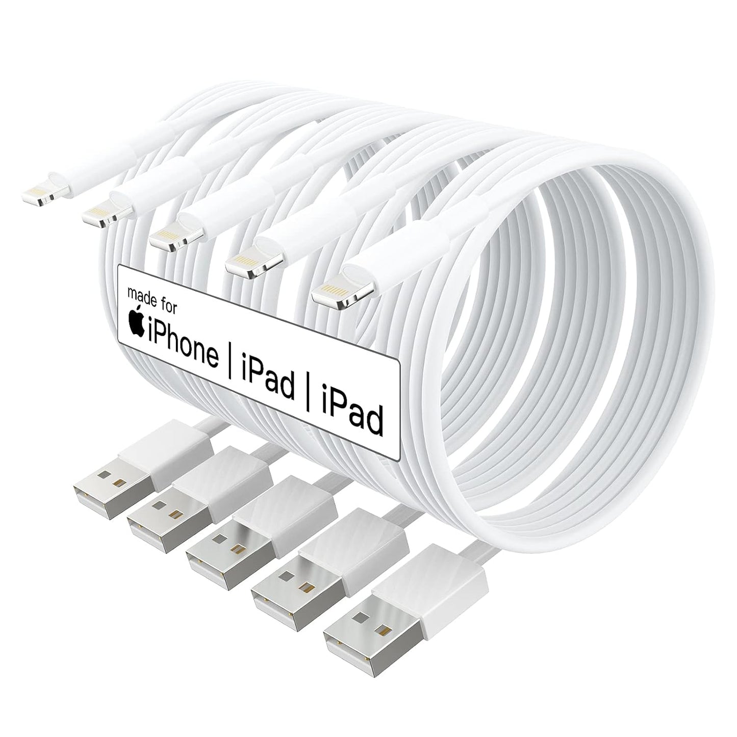 High-Speed 10ft Lightning Cable Pack for iPhone, MFi Certified