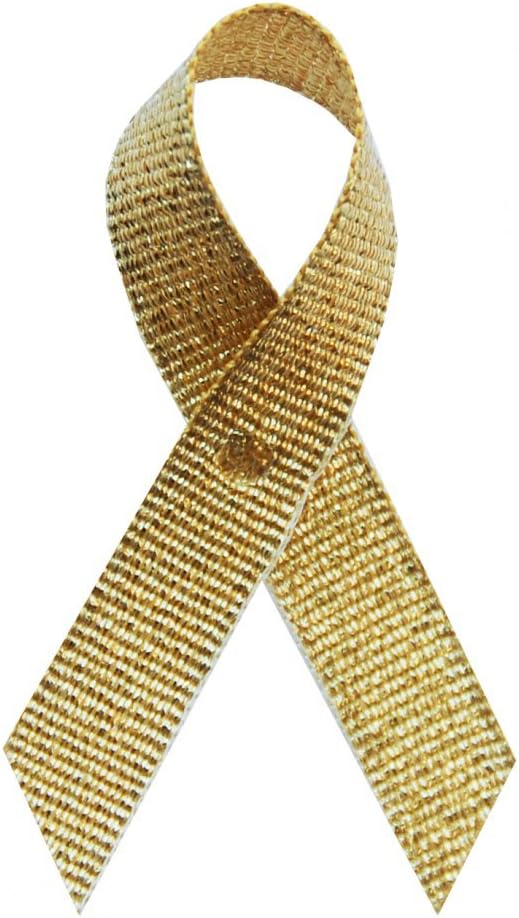 250 Childhood Cancer Gold Tinsel Fabric Awareness Ribbons Pack