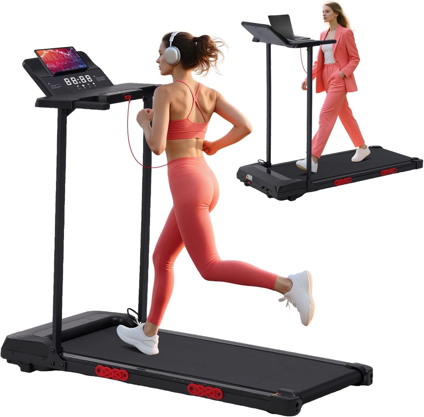 Walking Pad Treadmill with Handle Bar for Compact Spaces