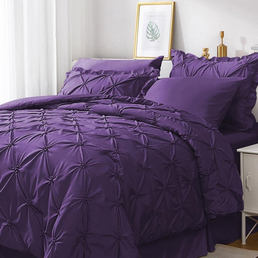JOLLYVOGUE Cal King Comforter Set with Elegant Pintuck Design