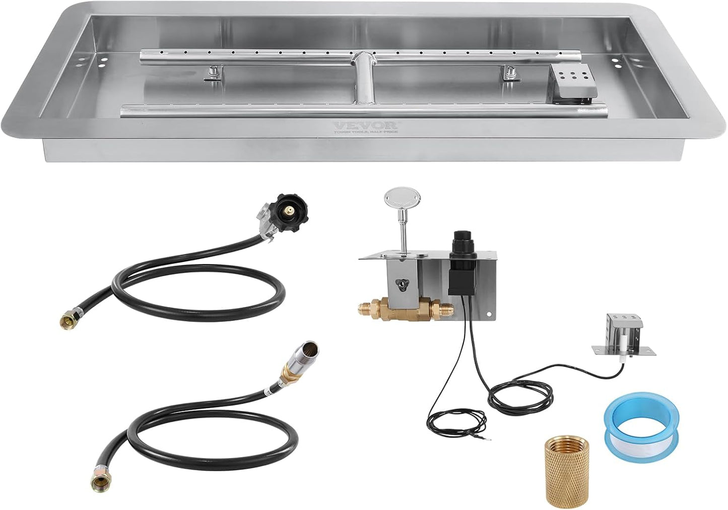 VEVOR Drop-in Fire Pit Pan 36 x 12 inch Stainless Steel Kit