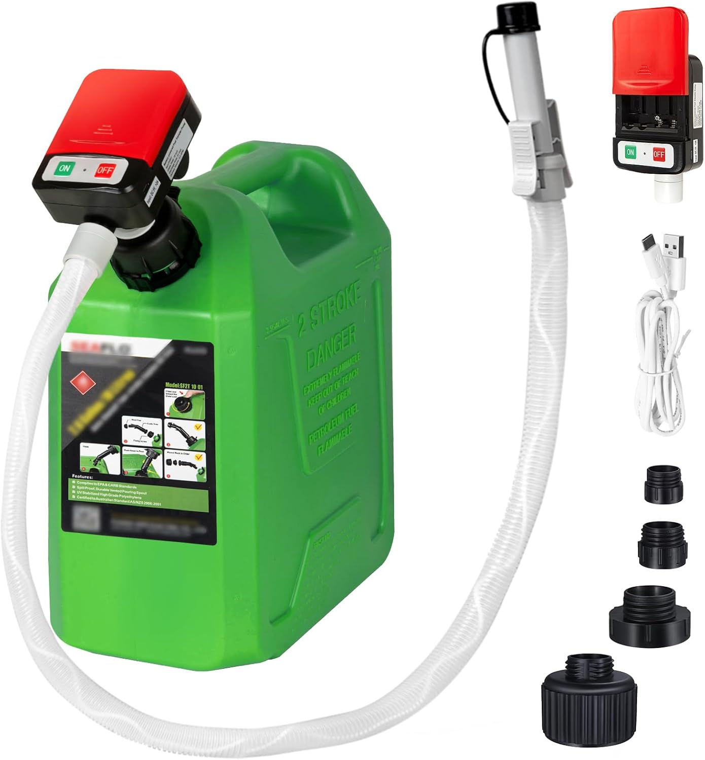 Portable Fuel Transfer Pump: 3.2 GPM + Auto-stop Sensor