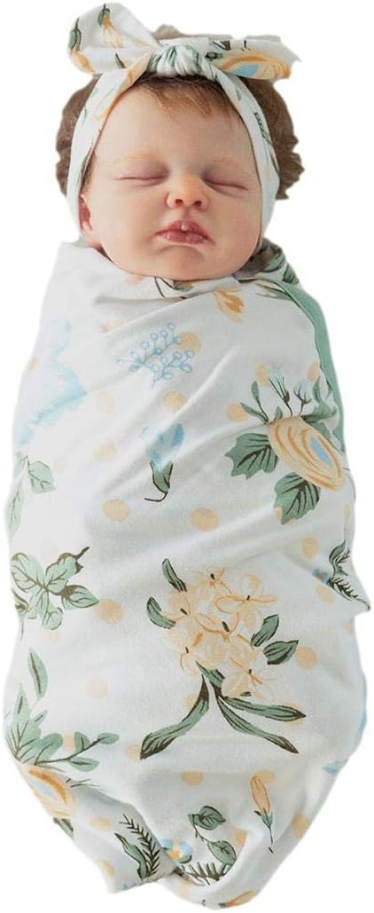 Baby Be Mine Newborn Swaddle Blanket with Matching Hat or Headband