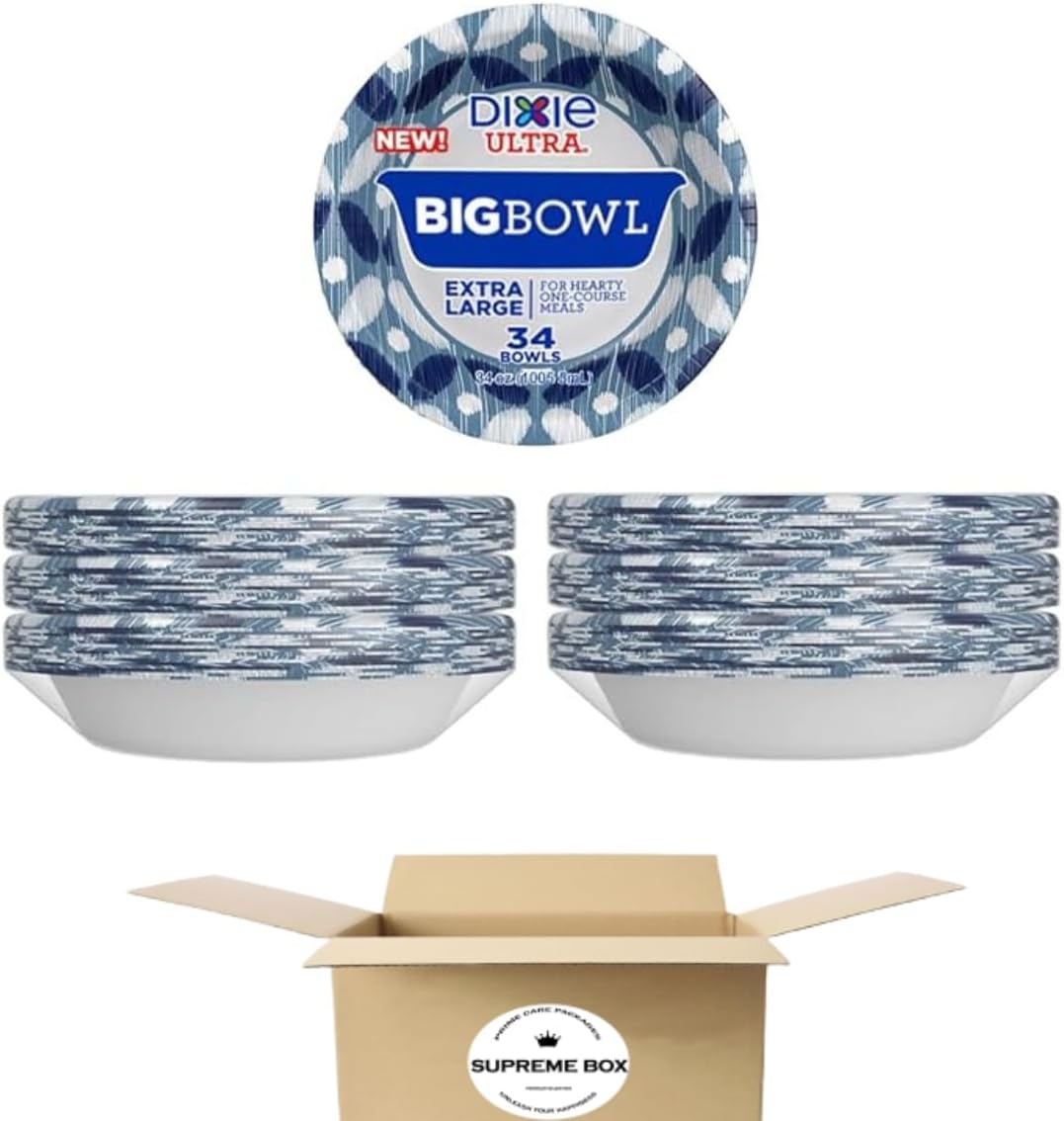 Dixie Ultra Big Bowl 34 oz Disposable Paper Bowl Pack of 68