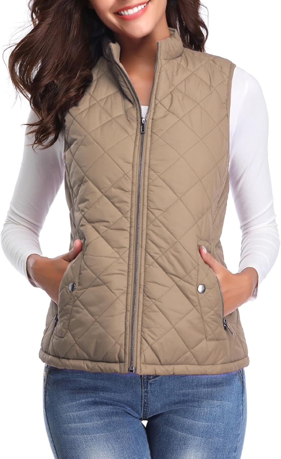 Fuinloth Women's Quilted Vest: Stylish Lightweight Zip Gilet
