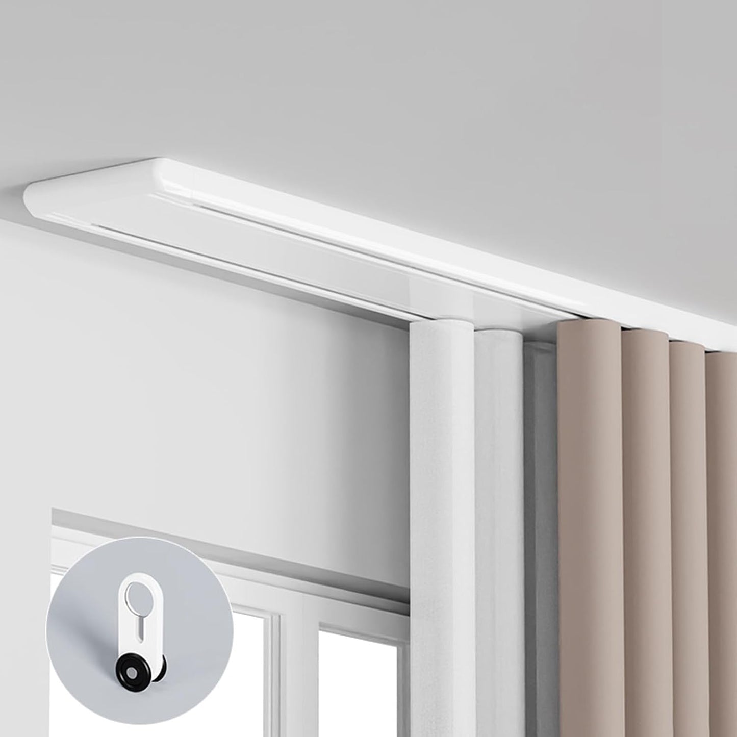 Whisper-Quiet Double Row Curtain Track - 10.5ft, White