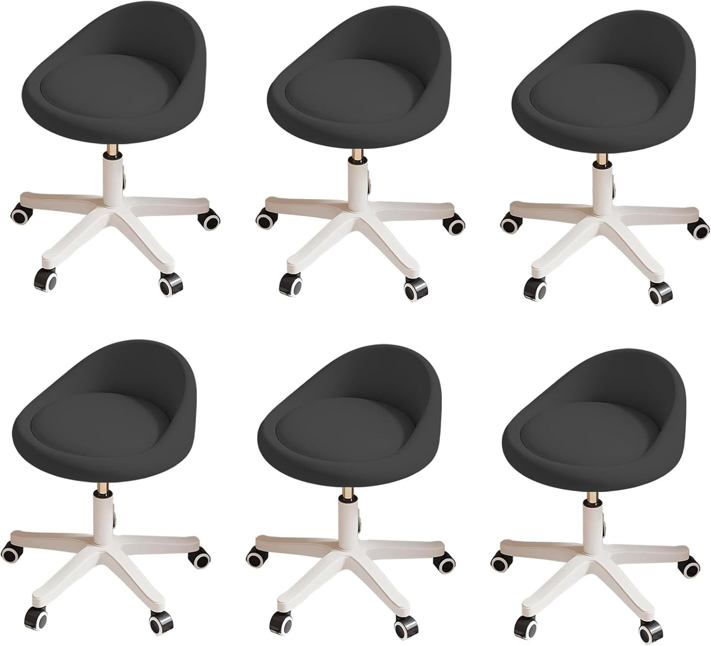 Rolling Stool Set of 6 with Ergonomic Swivel Seat for Comfort