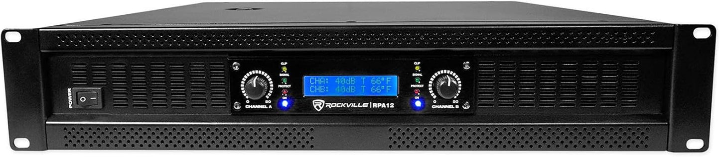 Rockville RPA12 5000W Peak Power Amplifier for Live Sound