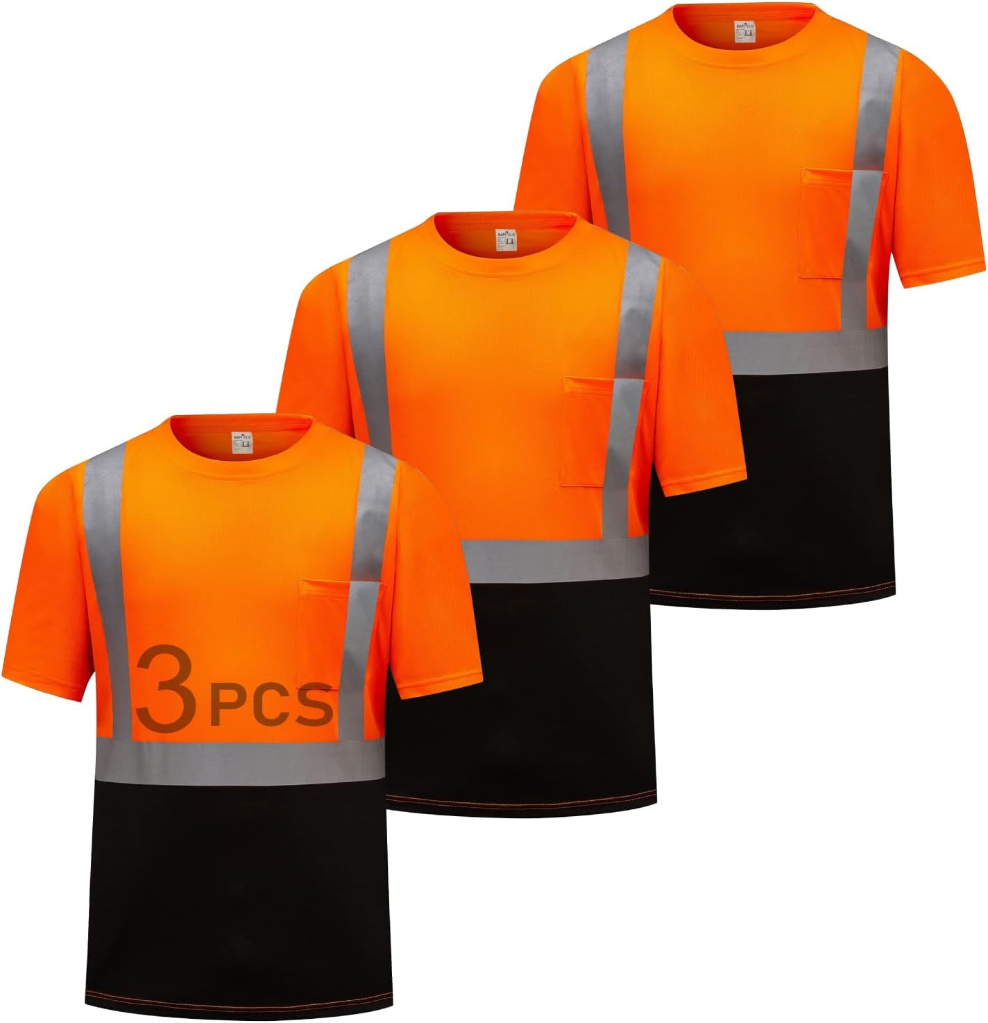 Hi Vis Safety Shirts for Men Reflective Work T-Shirt Pack