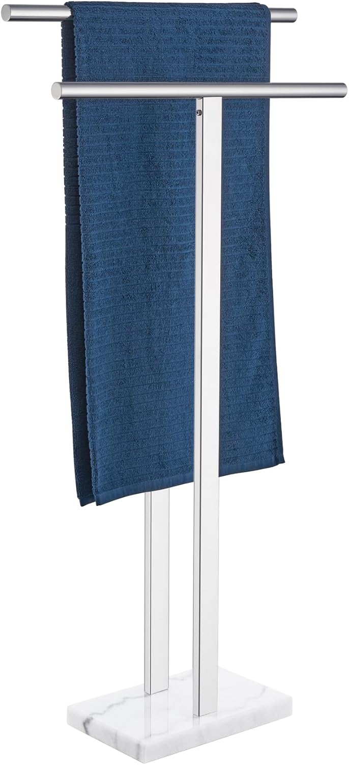 KOKOSIRI Floor Stand Towel Rack with Heavy Marble Base Design