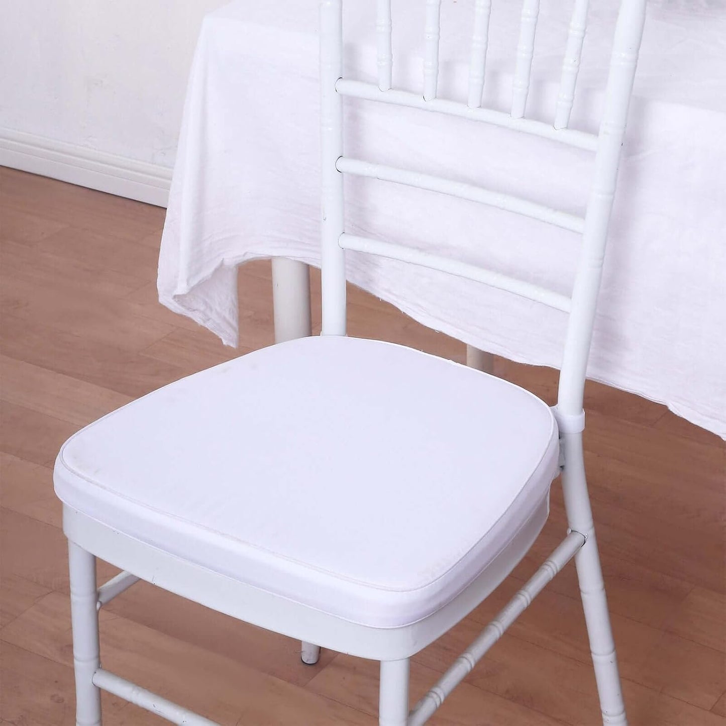 White Chiavari Chair Cushion Pad with Attachment Straps for Events