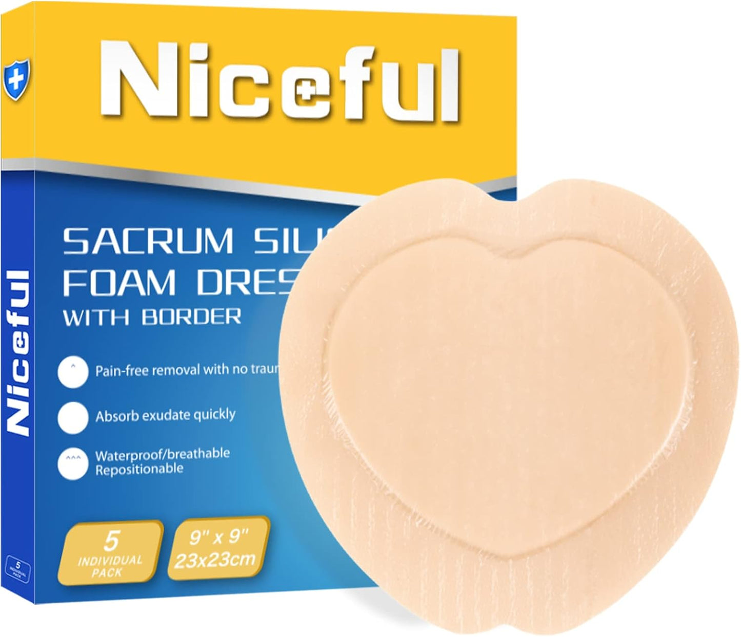 Sacral Foam Dressing 9in x 9in for Bed Sores and Pressure Ulcers