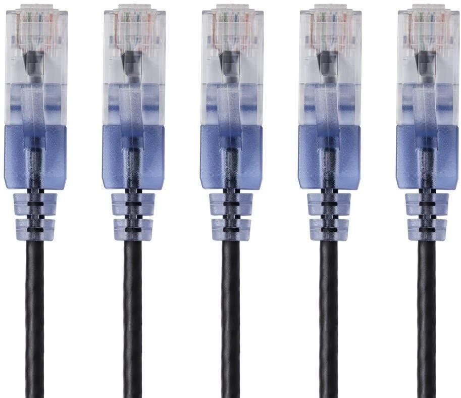Monoprice Cat6A Ethernet Cable 5-Pack - 10G Speeds, Pure Copper, 5ft Black!