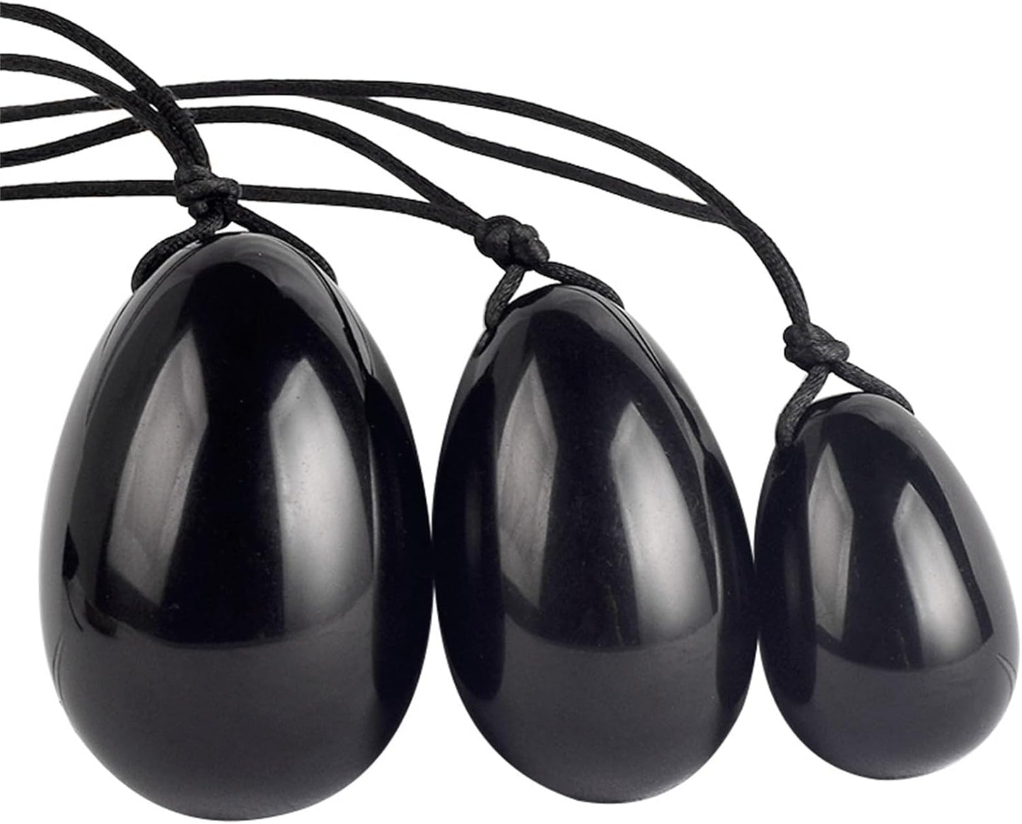 Natural Obsidian Yoga Egg Set - Enhance Sensual Wellness