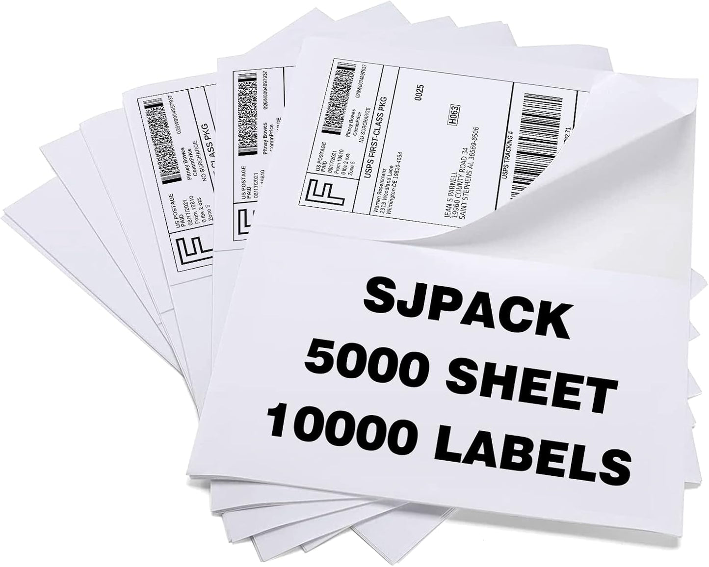 10000 Half Sheet Shipping Labels for Inkjet and Laser Printers