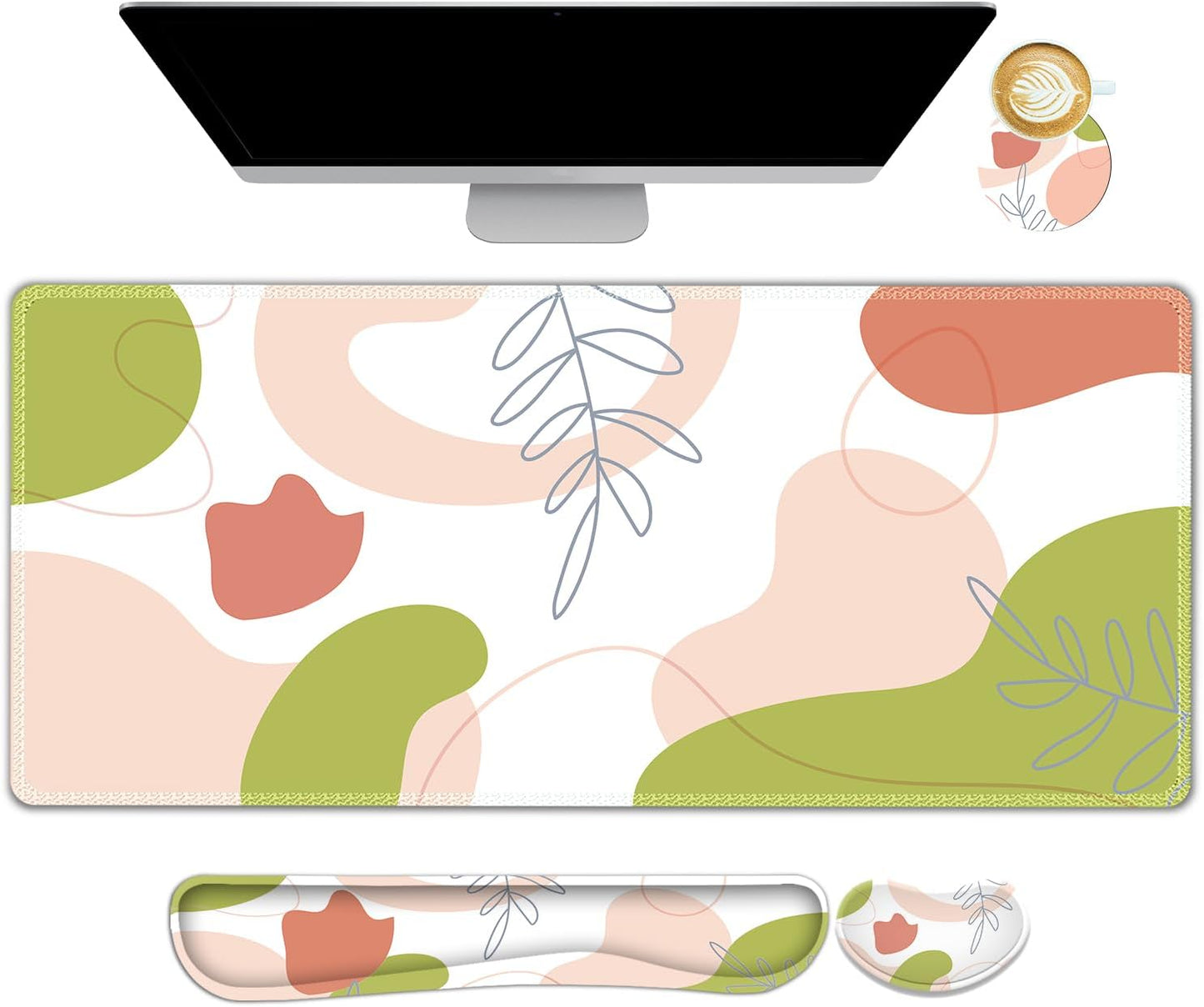 AIMSA Ergonomic Wrist Rest Set - Large Desk Mat & Mouse Pad Combo