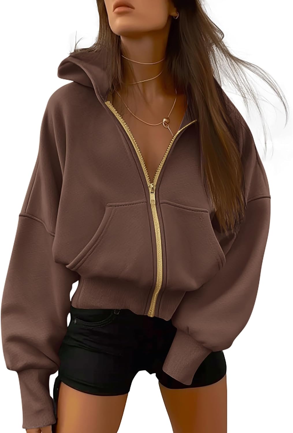 BTFBM Zip Up Hoodie Women Trendy Long Sleeve Fleece Jacket