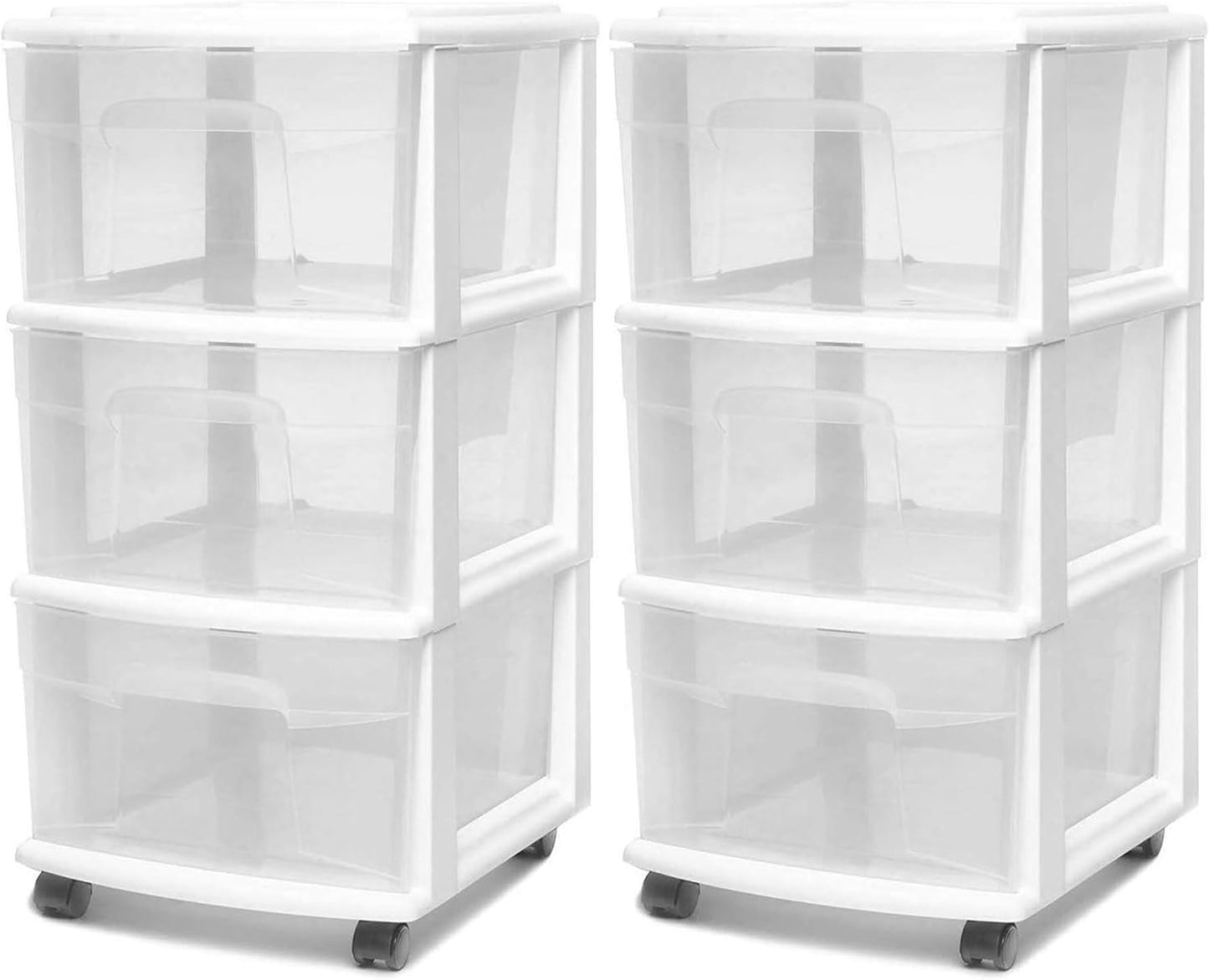HOMZ 2-Pack Drawer Tower - Versatile 3-Tier Storage Organizer