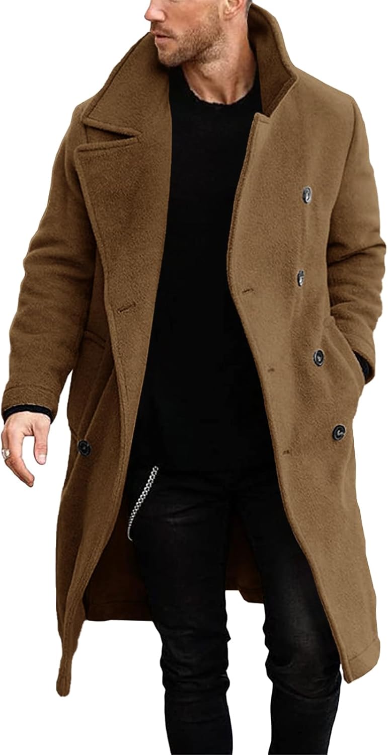 Makkrom Mens Double Breasted Trench Coat for Winter Style