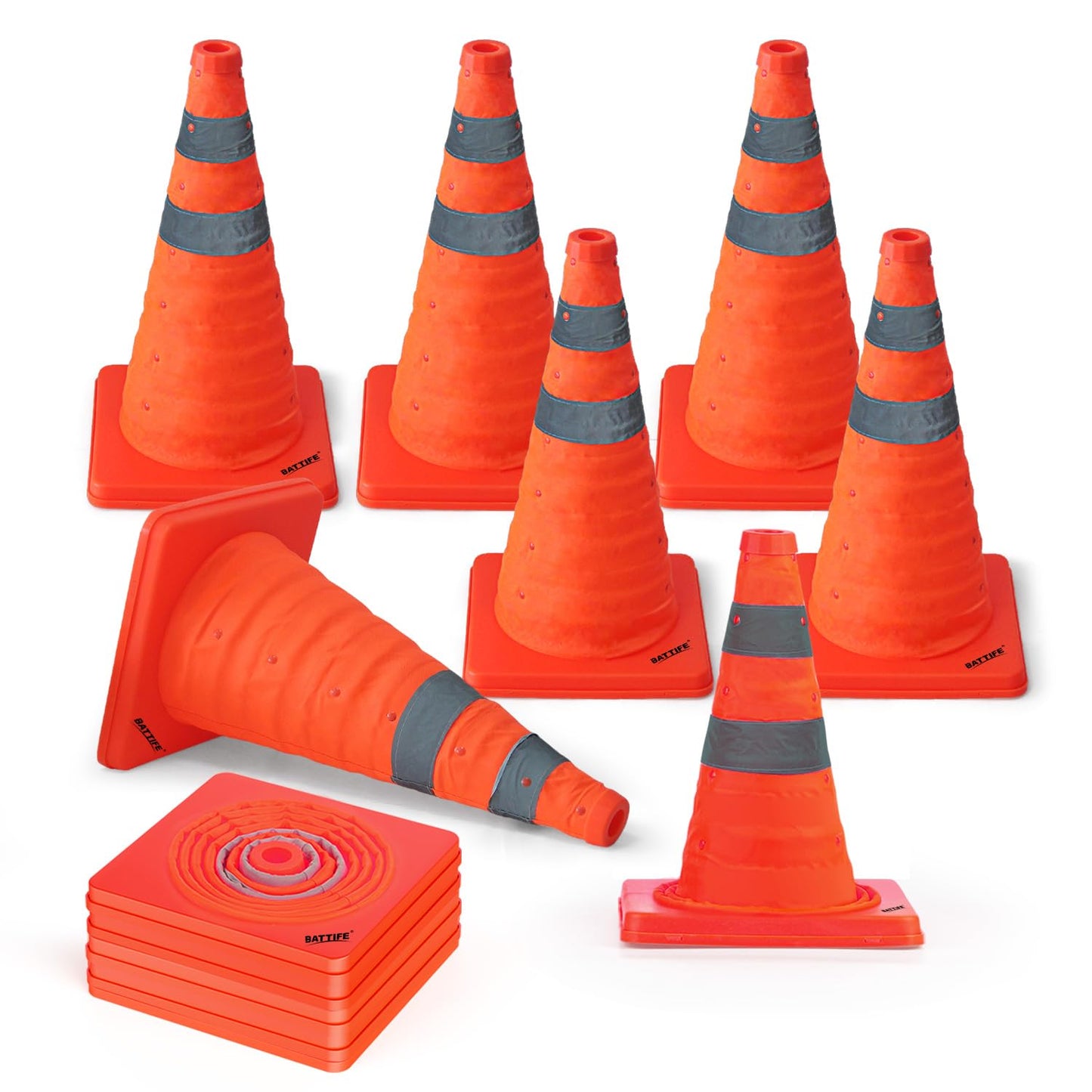 18 Inch Collapsible Traffic Safety Cones for Multiple Uses