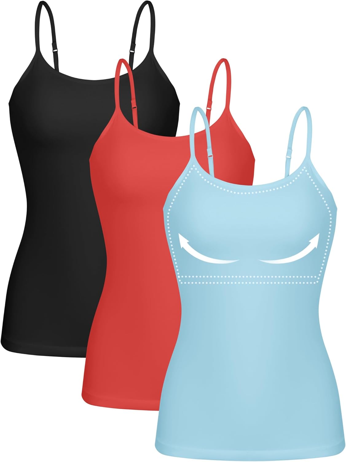 ATTRACO Women 3 Pack Cotton Camisoles with Shelf Bra for Comfort