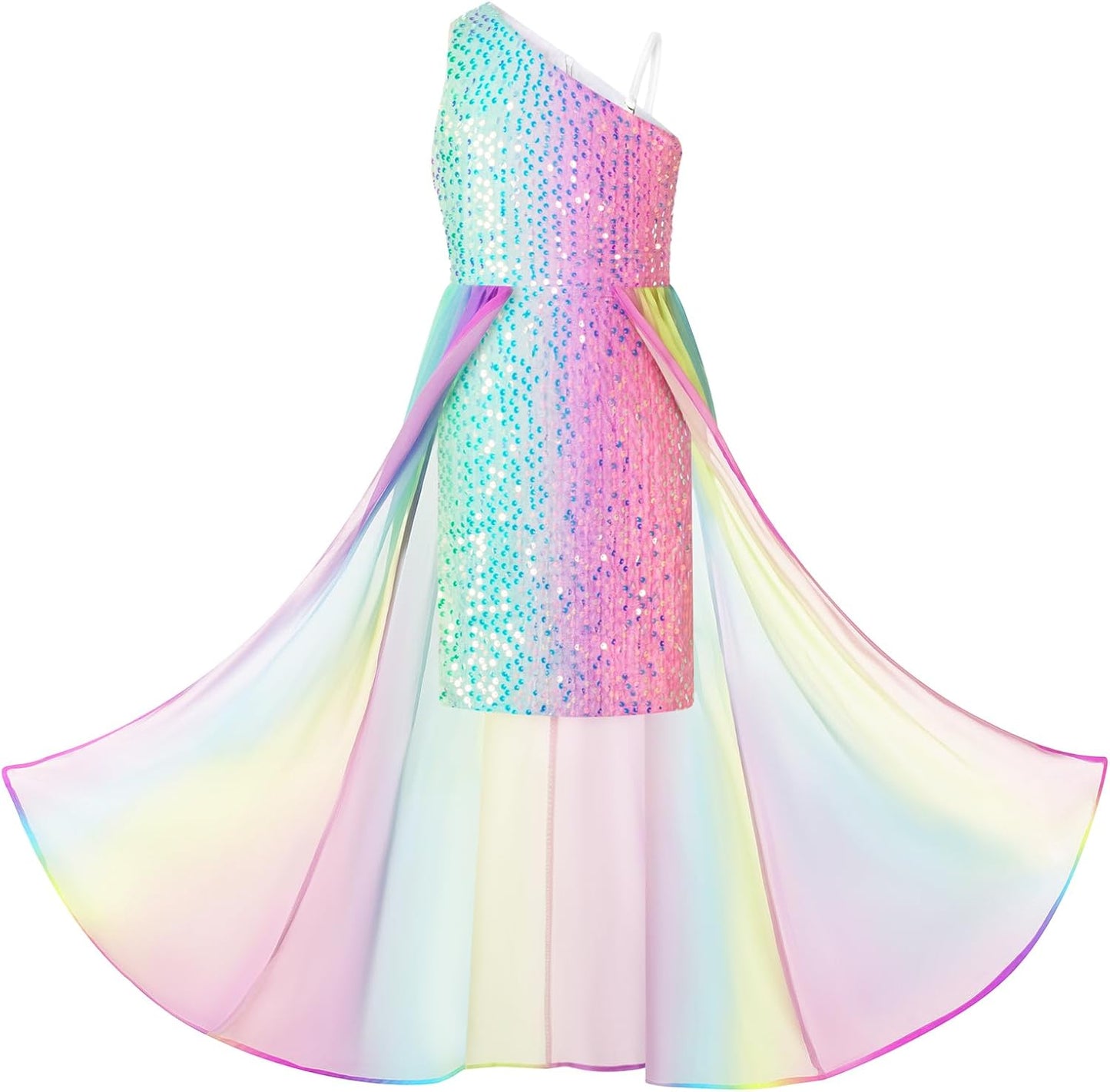 Girls Sequin Dress One Sleeve for Pageants and Parties