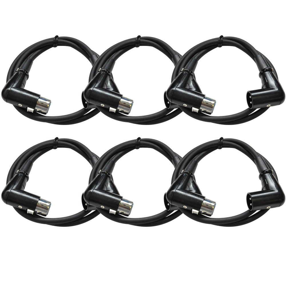 Seismic Audio SARAX3 3ft Right Angle XLR to XLR Patch Cables