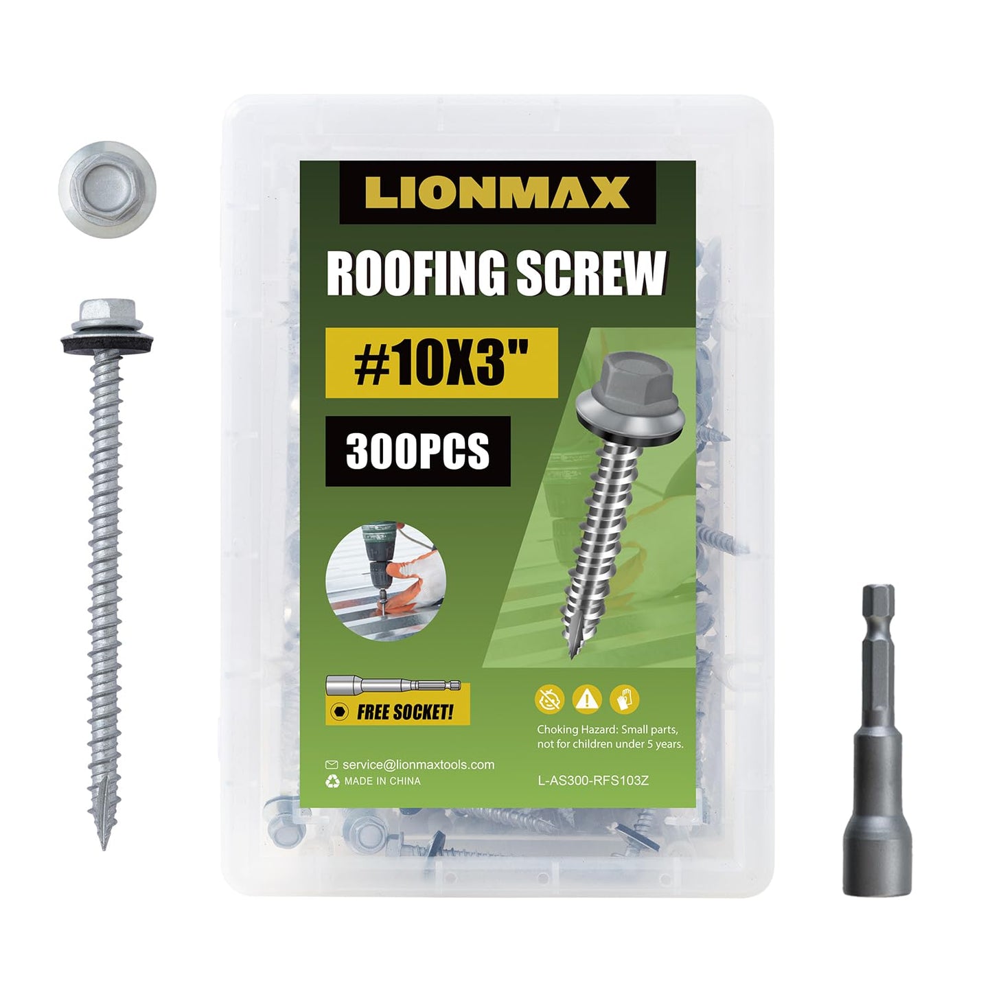 LIONMAX Metal Roofing Screws #10 3 Inch for Secure Installation