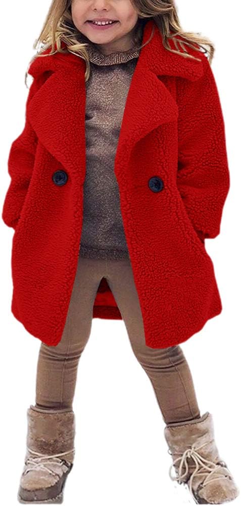 rrhss Baby Girls Faux Fur Teddy Long Coat for Winter Warmth