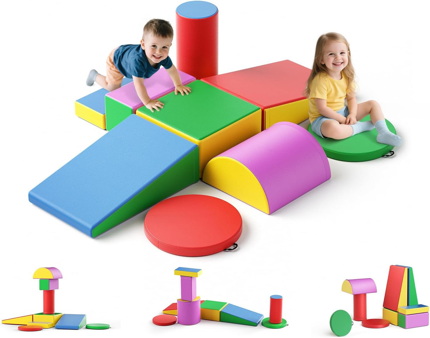 Lischwert Foam Climbing Blocks for Toddlers - 9 Piece Set