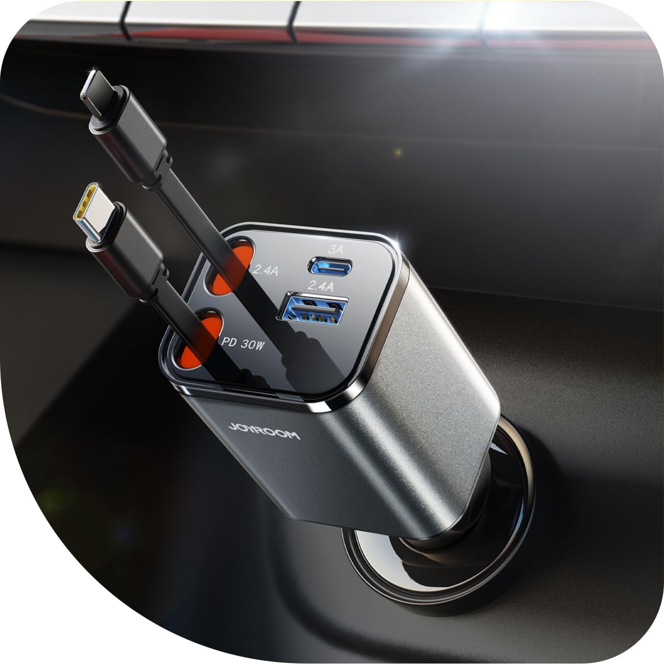 JOYROOM 69W Retractable Car Charger - Fast Charging!