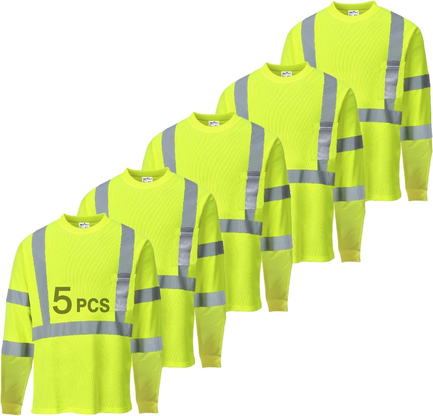 Hi Vis Safety Shirts for Men Reflective Work T-Shirt Pack