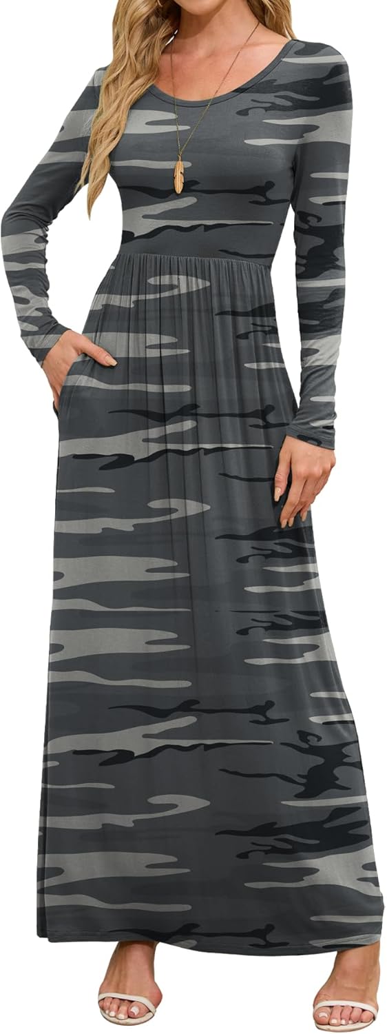 DEARCASE Women's Maxi Dress with Pockets for Casual Wear