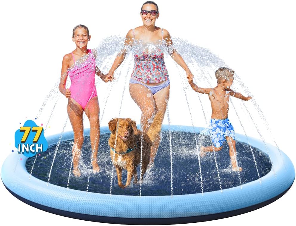 VISTOP Non-Slip Splash Pad for Kids and Dogs - Fun Water Play