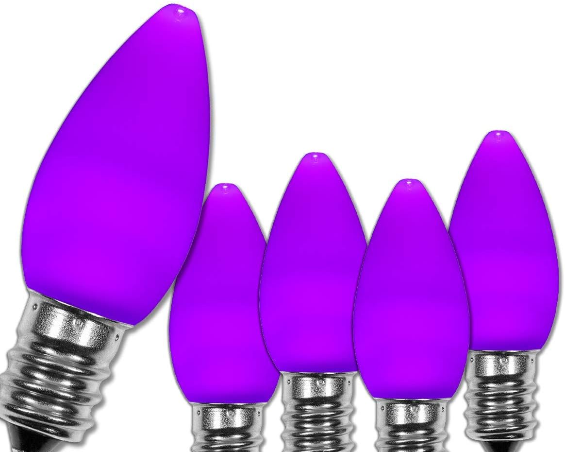 OptiCore C7 Purple LED Christmas Light Bulbs for Outdoor Use