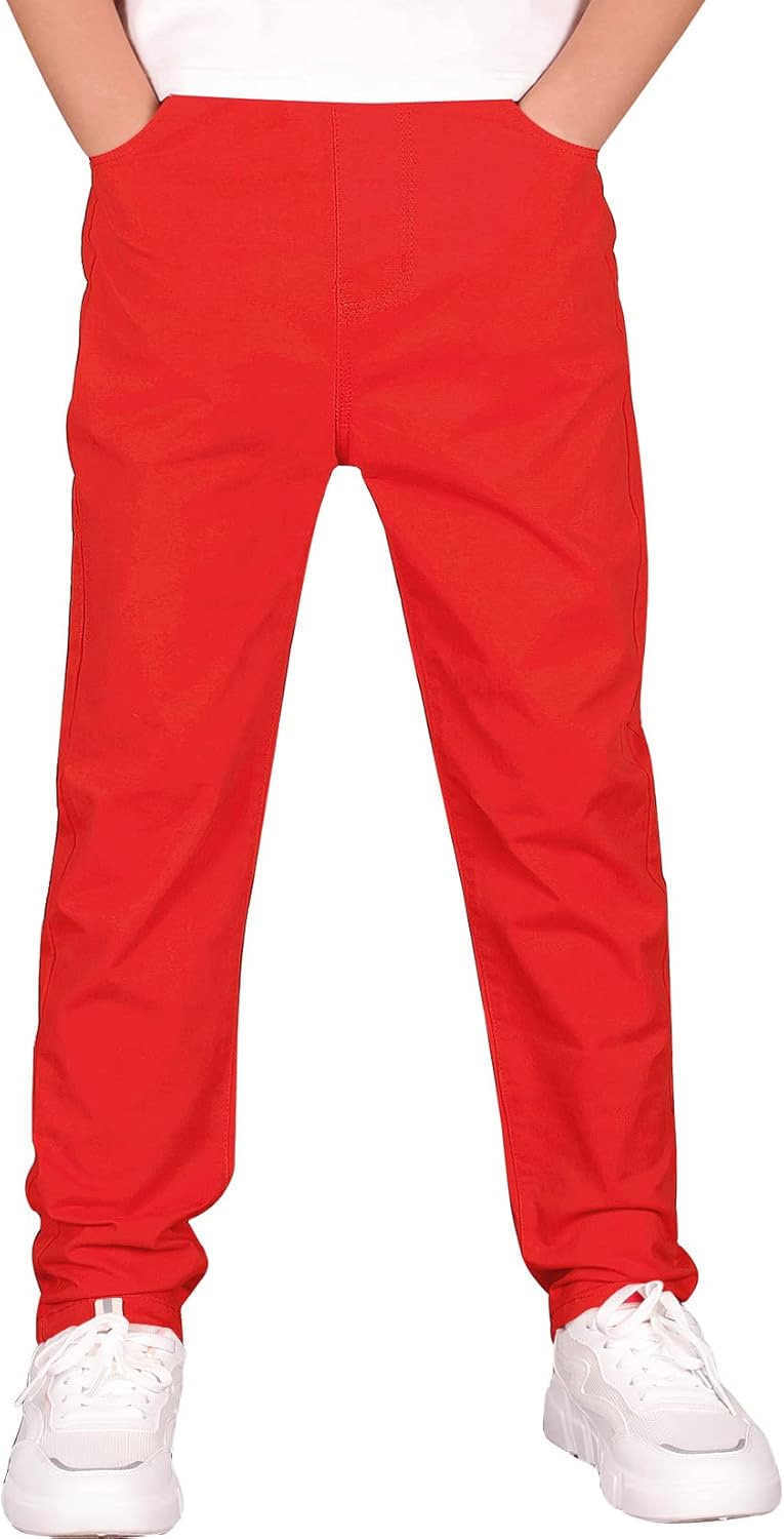 Boys' Stretch Pull on Chino Pants for School Uniform and Play