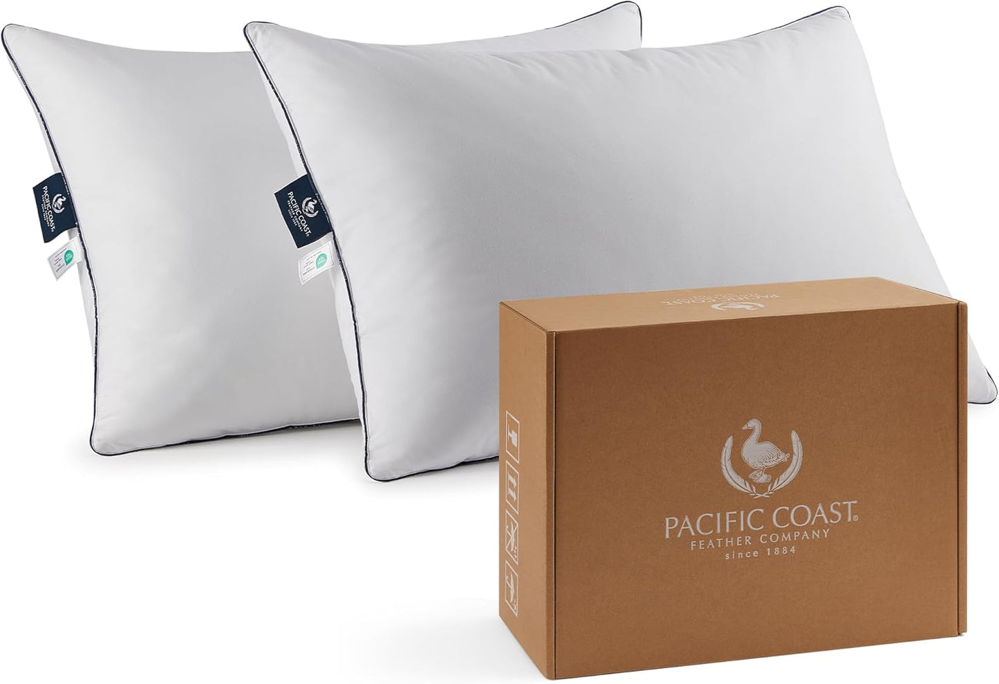 Pacific Coast Goose Feather and Down Bed Pillows Set of 2