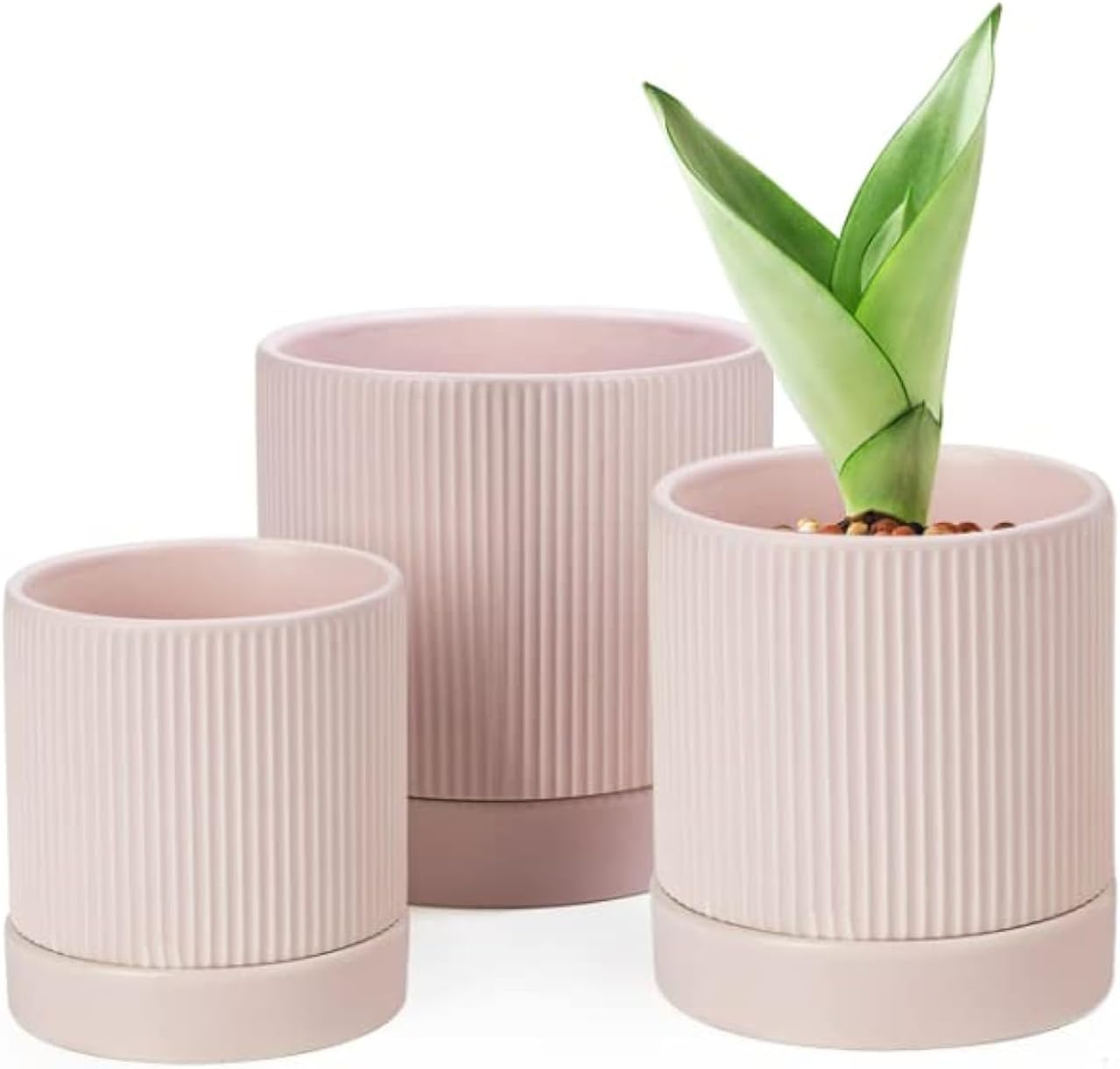 LaDoVita 3 Pack Ceramic Plant Pots for Indoor and Outdoor Use