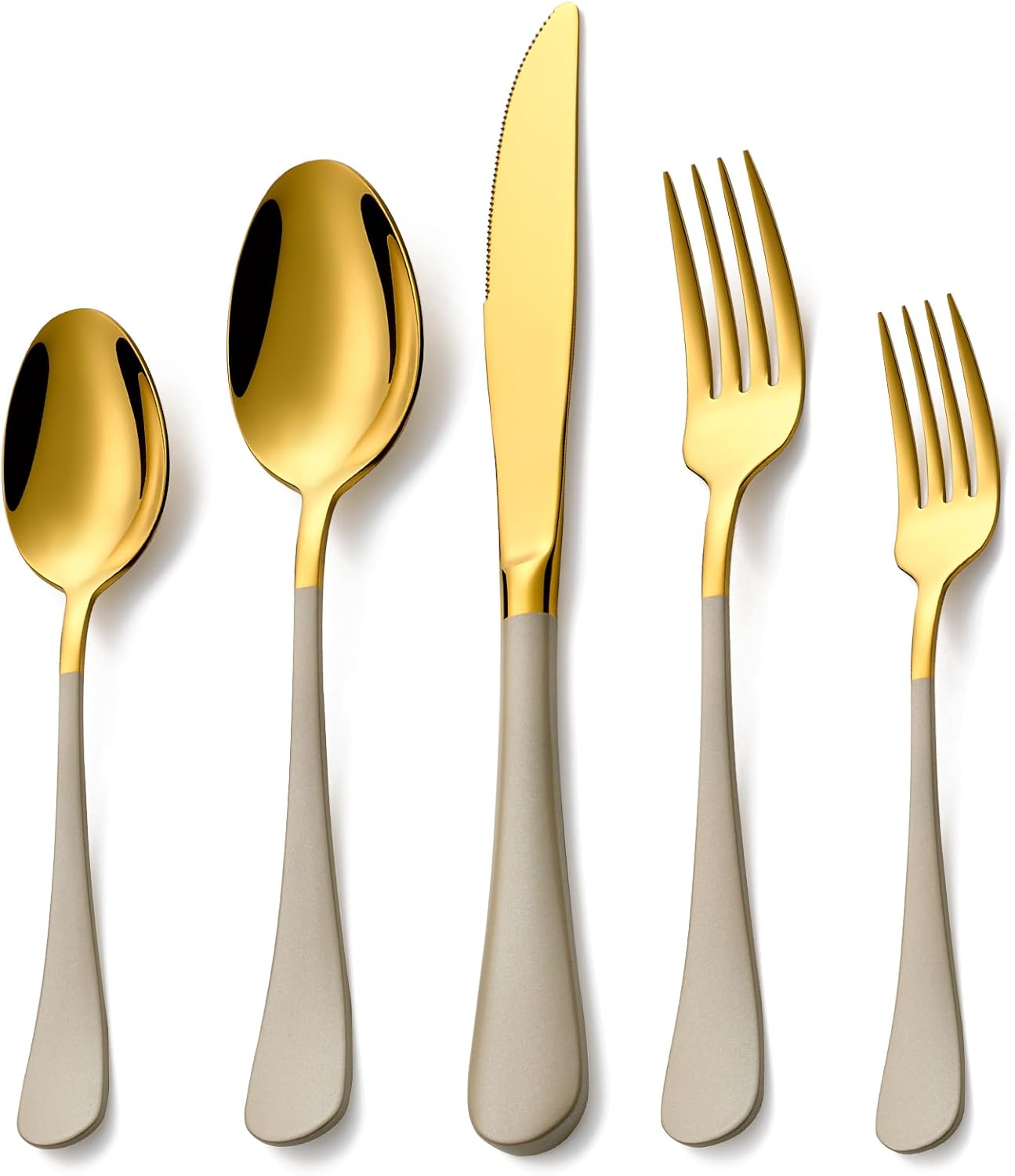 20 Piece Gold and Grey Flatware Set for 4 - Modern Design