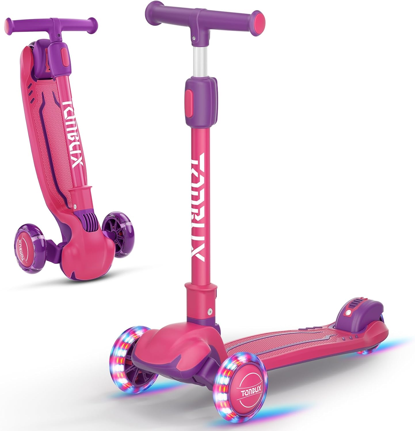 TONBUX Kids Scooter - Light Up 3 Wheel Kick Scooters for Kids