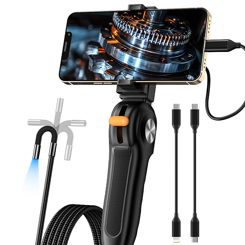 Two-Way Articulating Borescope with Light for iPhone and Android