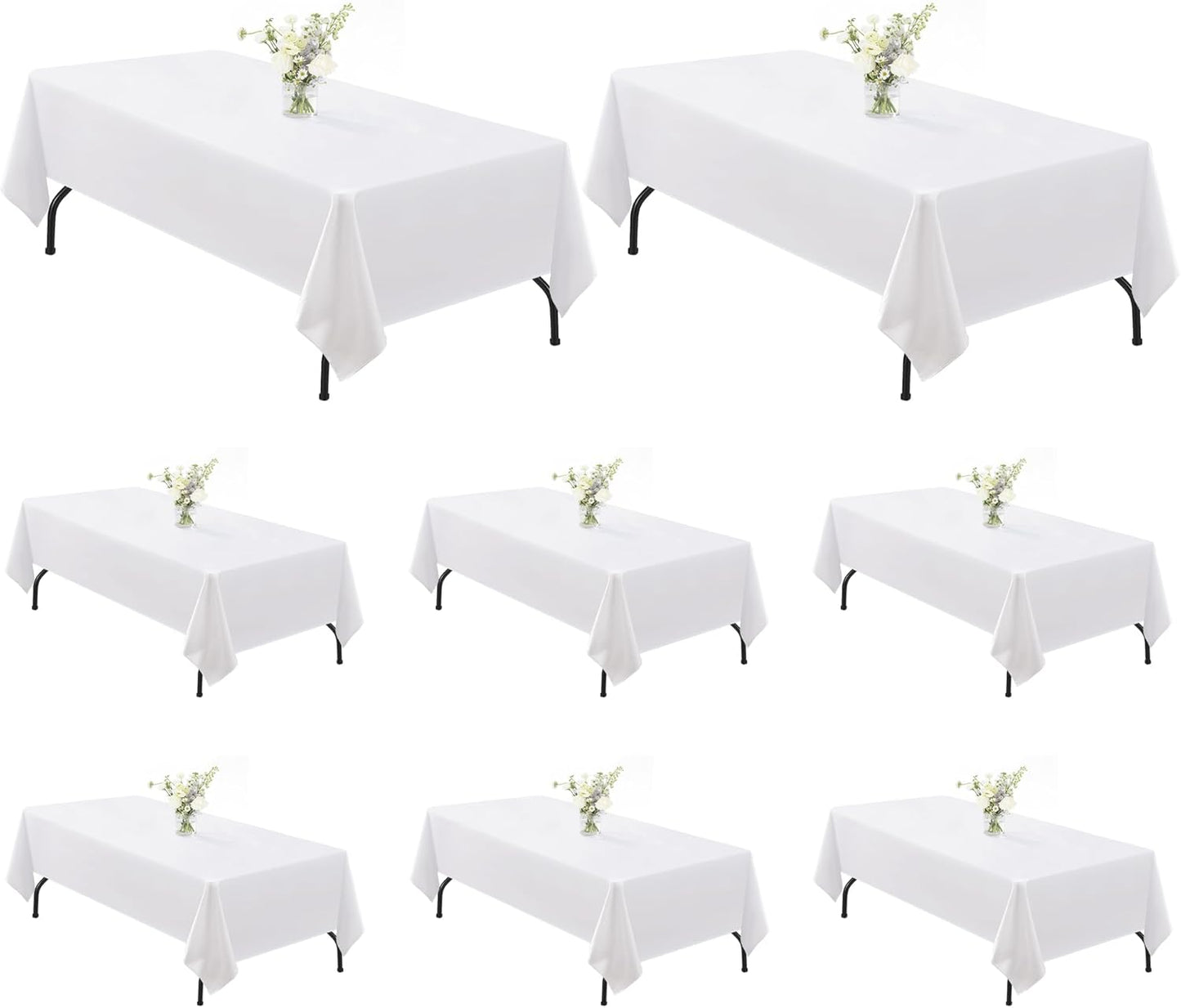 joybest White Tablecloth for Rectangle Table - 8 Pack 70 x 120 in