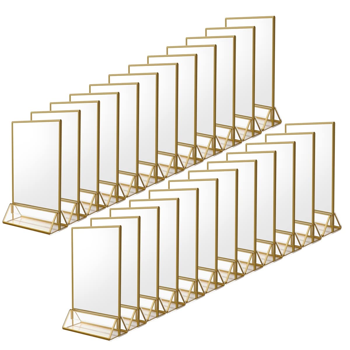 NIUBEE 25Pack 4 x 6 Gold Table Number Holder Clear Frames