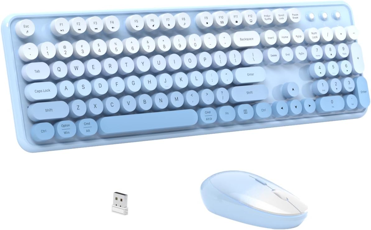 Retro Typewriter Full-Size Keyboard - Gradient Sky Blue - JAMfit