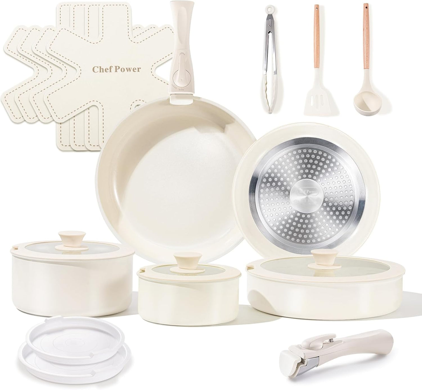 Chef Power Ceramic Cookware Set Non Toxic 19 Pcs for Healthy Cooking