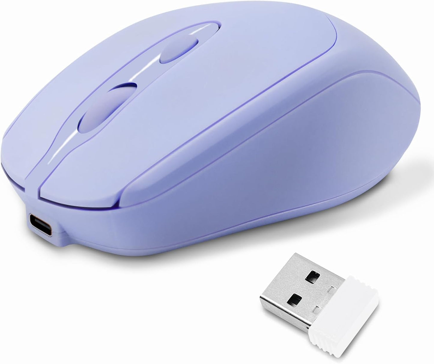 Silent Bluetooth Mouse, Rechargeable for Laptop/Surface, Purple