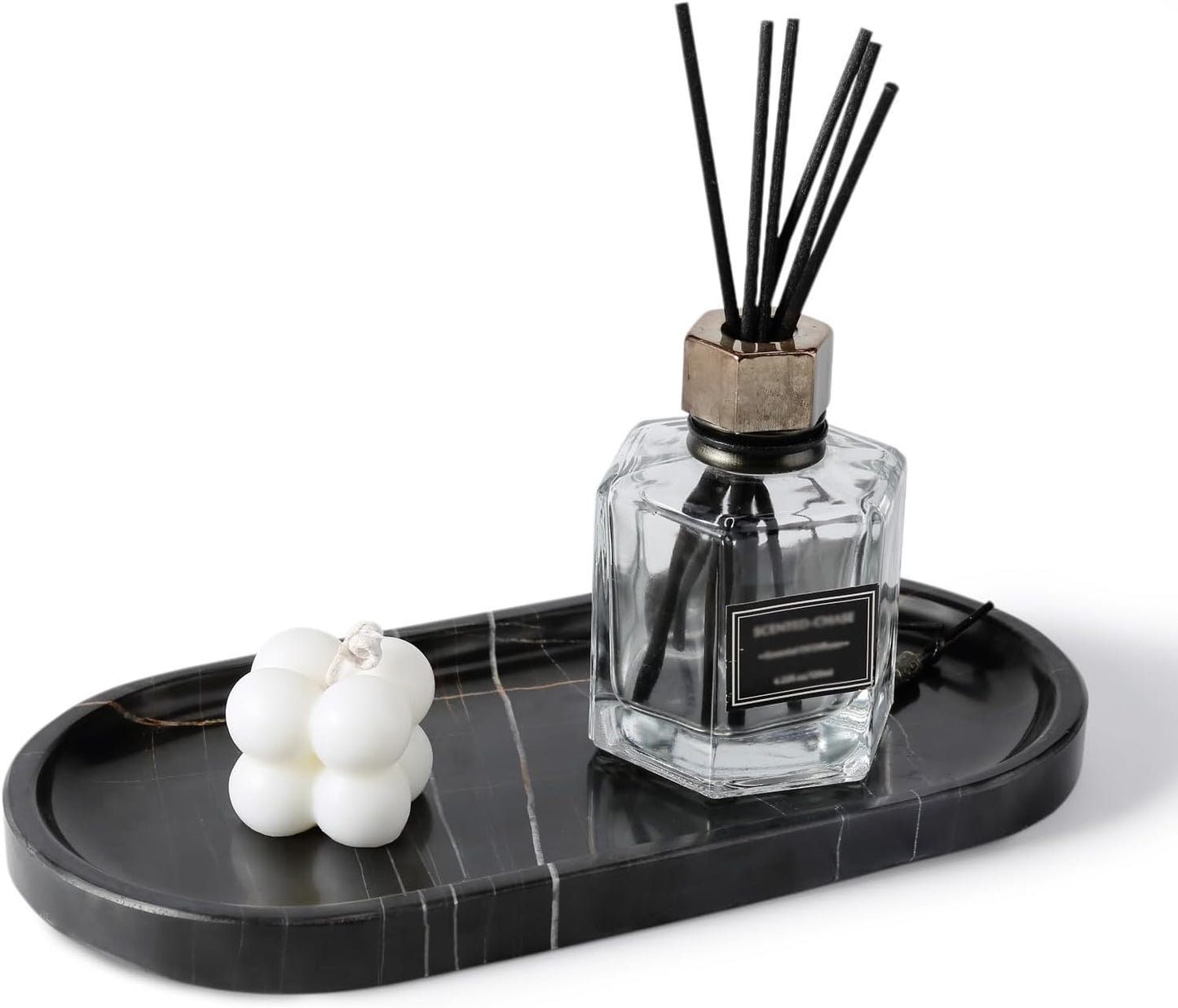 Koville Black Marble Vanity Tray for Elegant Home Decor